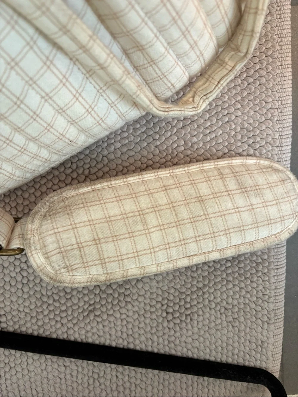 Quilted Cream Plaid Tote Bag - Neutral Checkered Shoulder Bag Quincy Mae